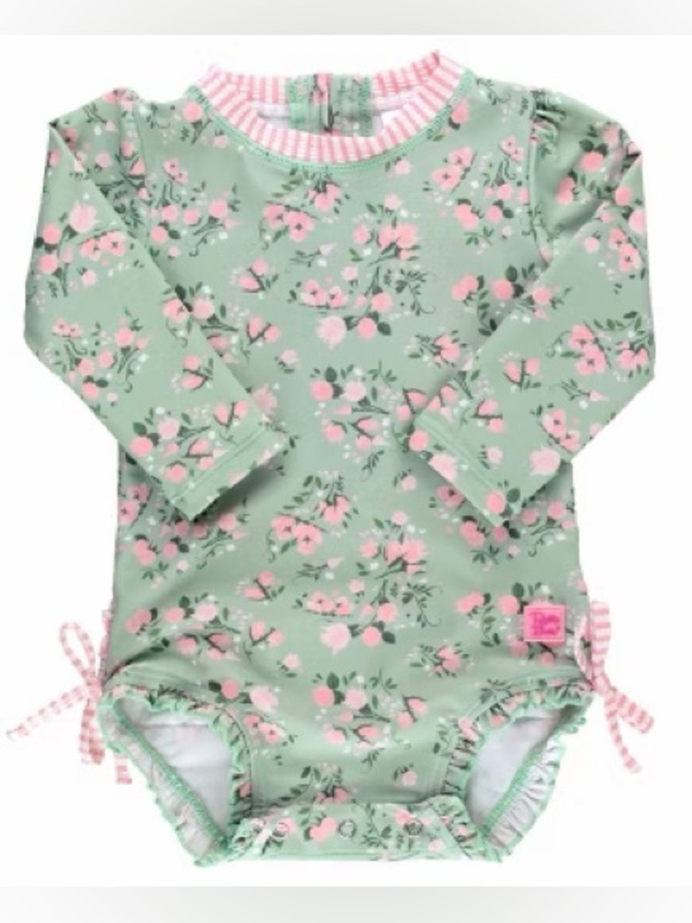 RuffleButts Tea Roses Rash Guard Swimsuit UPF‎ 50+ Floral Ruffle 3T Girls Beach